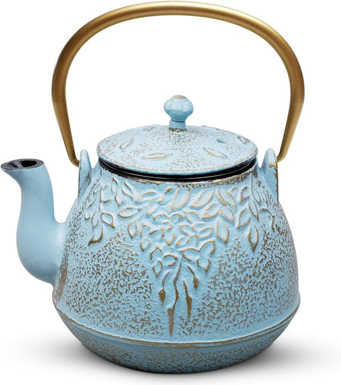 TOPTIER Japanese Cast Iron Tea Kettle with Stainless Steel Infuser, Cast Iron
