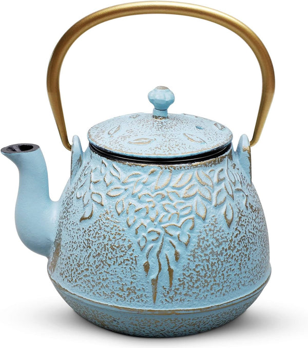 TOPTIER Japanese Cast Iron Tea Kettle with Stainless Steel Infuser, Cast Iron
