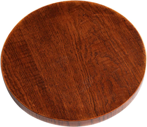 Solid Wood Serving Tray - Round Non-Slip Tea Coffee Snack Plate with Raised Edges for Home Kitchen Restaurant (9.5inch,