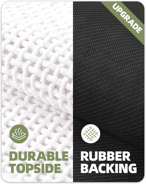 Color&Geometry Chenille Rubber Backed Bathroom Rugs - Non Slip, Absorbent, Quick Dry, Washable, 17"x29.5" Standard Bath