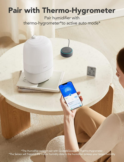 GoveeLife Smart Humidifiers for Bedroom, 3L Top Fill Cool Mist with Essential Oil Diffuser and Night Light