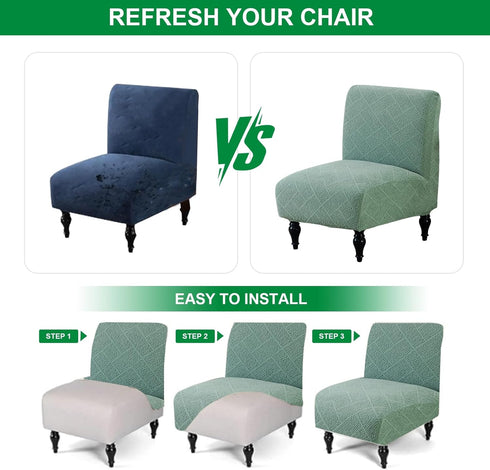 Armless Armless Bedroom(Green,1PC) Accent Chair Cover Stretch Jacquard Accent Chair Covers Without Arms Washable