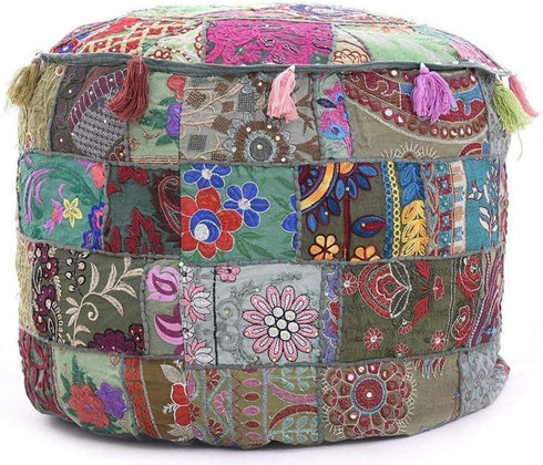 The Harry Creations Decorative Patchwork Comfortable Indian Ottoman Ethnic Cotton Cushion Bean Bag Designs Floor