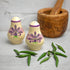 City to Cottage Ceramic Salt and Pepper Shakers Set, Handcrafted Cream Lavender Floral Spice Shakers for Farmhouse