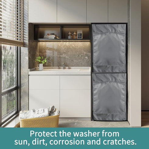 2-Pack Washer Dryer Cover, Waterproof Dustproof Cover for Front-Loading Machines, W27 D33 H39 inch (Gray)