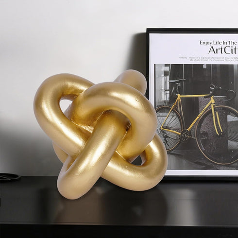 PUHOZN Gold Knot Statue Decor Modern Geometric Round Sculpture Table Sculptures and Figurines Round Decorative