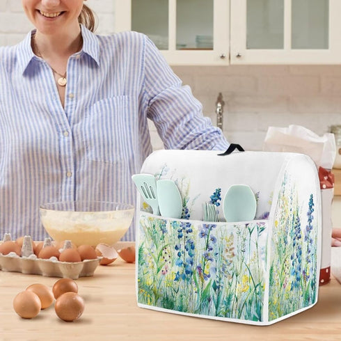 Dust Cover for Tilt Head 4.5-5 Quart and Extra Accessories, Dust Proof Easy to Clean Kitchen Stand Mixer Cover Electric Appliance Cover with Pockets, Blue Green Floral by NETILGEN