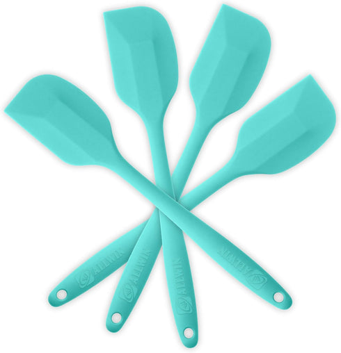 Silicone Spatula Set, 4-piece, Heat-Resistant Non-stick Rubber with Stainless Steel Core, Light Blue