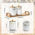OGANAZI 3 Pack Set Set, Countertop Ceramic Canister with Bamboo Lids and Handle Tray, Coffee Tea Sugar Container White
