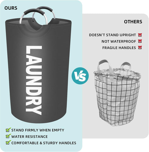 StorageRight 115L Large Laundry Basket, Collapsible Waterproof Hamper with Foam Protected Aluminum Handles (Grey)