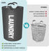 StorageRight 115L Large Laundry Basket, Collapsible Waterproof Hamper with Foam Protected Aluminum Handles (Grey)
