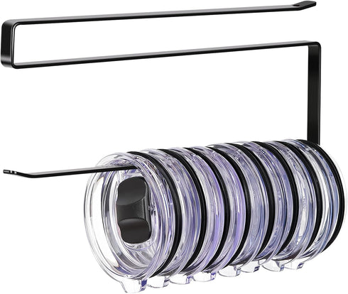 Tumbler Lid Organizer, Horizontal Tumbler Lid Storage Hook for Up to 10 Lids, Space Saving Kitchen Organizer