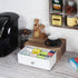 JACKCUBE DESIGN Rustic Wood Tea Storage Box with 12 Adjustable Compartments and White Faux Leather Drawer