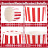 120Pcs 12 oz Summer Grencian Red Ice Cream Cups Disposable Red and White Stripes Paper Dessert Snack Bowls BBQ Yogurt