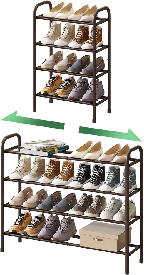 kiplant Metal Shoe Rack, Expandable Metal Shoe Rack for Closet, Entryway & Hallway