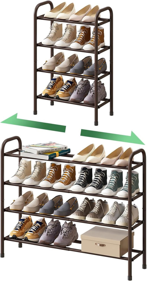 kiplant Metal Shoe Rack, Expandable Metal Shoe Rack for Closet, Entryway & Hallway