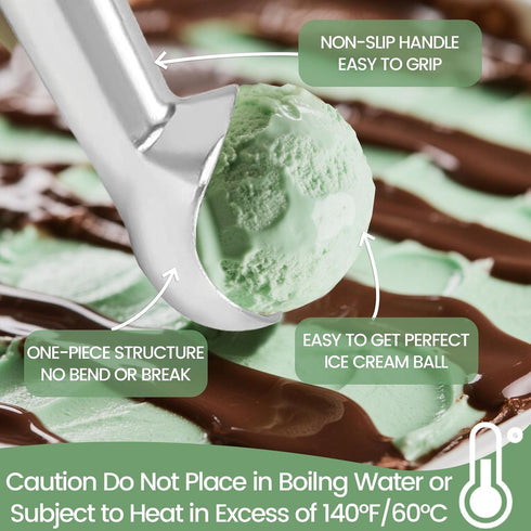 HANSGO 2PCS Ice Cream Scoop, 7 inches Nonstick Anti-Freeze Aluminum Design, Dishwasher Safe