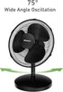 HOLMES 12" Table Fan with 75° Oscillation, 3 Speeds, 15° Adjustable Head Tilt, Ideal for Home, Bedroom, Office, Black