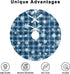 Christmas Tree Skirt, 48 inches Blue Buffalo Plaid with White Snowflake for Holiday Party Decorations