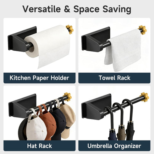 Toolbox Magnetic Paper Towel Holder for Fridge Strong Magnet Black Kitchen Towel Holders Storage Organizer with Gold