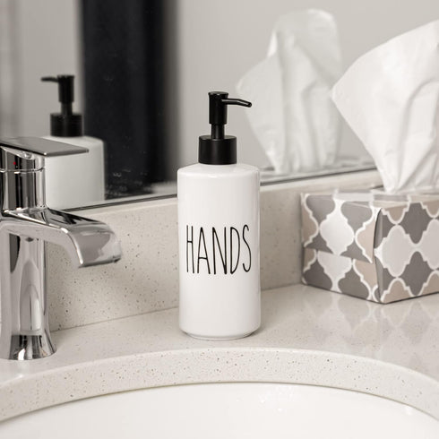 16oz Heartland Home Porcelain Empty Liquid Dispenser Bottle for Hands. Hand Soap Dispenser for Bathroom, Hand Lotion