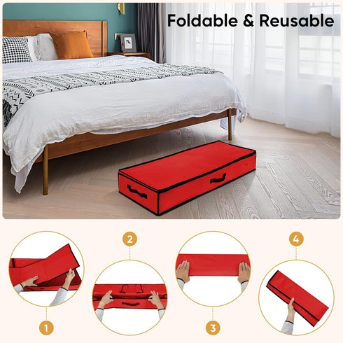 BALEINE Christmas Wrapping Paper Storage Organizer, 40" Durable 600D Oxford Fabric Bag with Pockets for Holiday