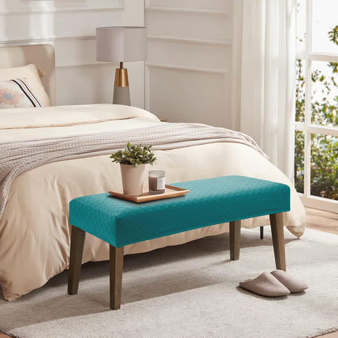 YISUN Jacquard Dining Bench Covers, Stretch Washable Removable Slipcover, Rectangle Seat Protector for Dining Rooms,