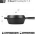 Pre-seasoned Cast Iron Double Dutch Oven Pot with Skillet Lid, 3 Quart for Bread Baking and Campfire Cooking.