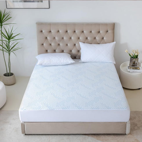Nano-Cooling Fiber Mattress Protector King Size (76" x 80"), 100% Waterproof, Unrivaled Comfort for Every Family