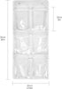 2 Pack 6 Clear Crystal Pockets Large Hanging Shoe Organizer: Over The Door Rack with 4 Hooks, White (30'' x 13.8'')
