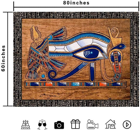 Ine Ive Egyptian Horus Eye Tapestry, Ancient Egyptian Gods Pharaohs Hieroglyphic Tapestries, 80x60inch for Decoration
