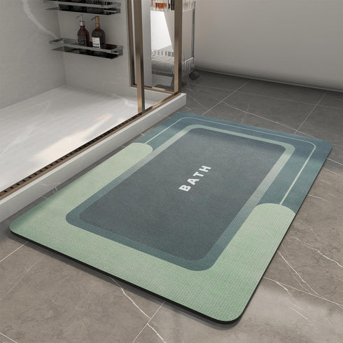 MontVoo Non Slip Bath Mat Rug, Super Absorbent Quick Dry Bathroom Rug 17"x27" Green