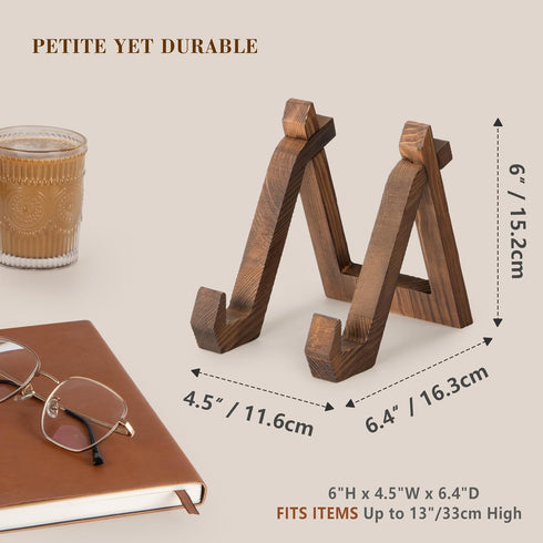 Plate Display Stand, 6 Inch Wood Holder for Decorative Picture Frame, Dish, Photo, Plaque, Platter