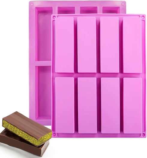 Silicone Granola Bar Mold, 2 Pack 8-Cavity Molds for Nutrition/Cereal/Energy Bars, Chocolate Truffles, Brownies