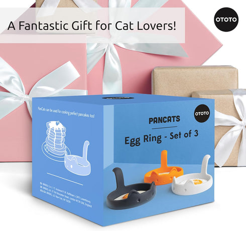 Set 3 OTOTO PanCats Egg Ring of - Silicone Egg Rings for Frying Eggs, Non Stick Fried Egg Cooker Ring, Cat Gifts