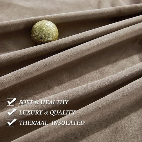 84 inches 52 84, 1 RYB Home Taupe Velvet Curtains Long for Bedroom, Super Soft Room Darkening Thermal Insulating Window