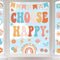 Retro Groovy Inspiration Choose Happy Window Clings, 6 Sheet Double Sided Boho Daisy Rainbow Positive Glass Decals for