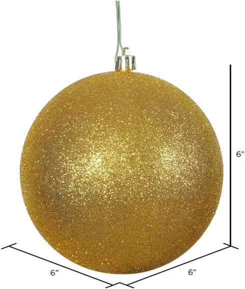 Vickerman 6" Antique Gold Glitter Ball Ornament, 4 per Bag