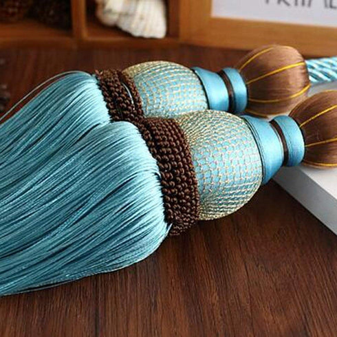 Wonderful Curtain Holdbacks Tiebacks - Set of 2 Light Blue Braided Buckle Fastener Accessories for Drapery