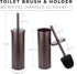 JS Jackson Supplies Sleek Toilet Brush and Holder with Metal Handle, Bronze, Pack of 2