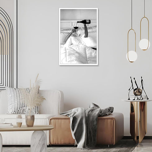 KFDJIG 12x16in Preppy Canvas Wall Art Black and White Pictures Feminist Poster Trendy Teen Girl Funky Home Wall Decor
