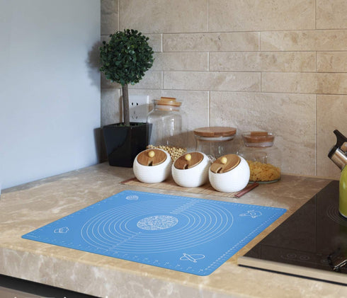 Silicone Baking Mat for Pastry Rolling Dough, 19.7" x 15.7", BPA Free Non-Stick Blue Baking Supplies