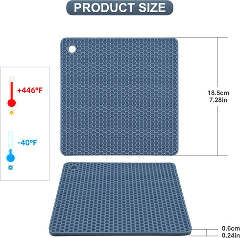 Trivets for Hot Pots and Pans, Decorative Silicone Hot Pads for Kitchen Counter, 4 pcs Square
