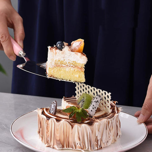 DOITOOL 2-pc Set Pink Wear-resistant Cake Scrapers and Bread Knife Kitchen Utensils