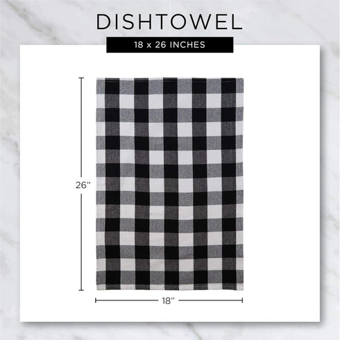 DII 6 Piece Recycled Cotton Kitchen Collection Dishtowel Set, 18x26, Black