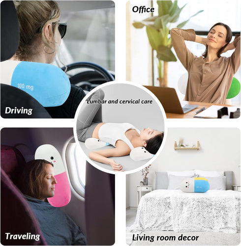 Sexysamba Y2K Pill Pillow Neck Roll Pillow Cute Preppy Room Decor Chill Pillows with Washable Cover, Funny Aesthetic