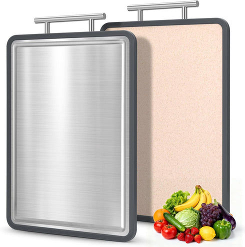 Stainless Steel Cutting Board 15 * 11 Inch, IDekooror Double Sided Steel