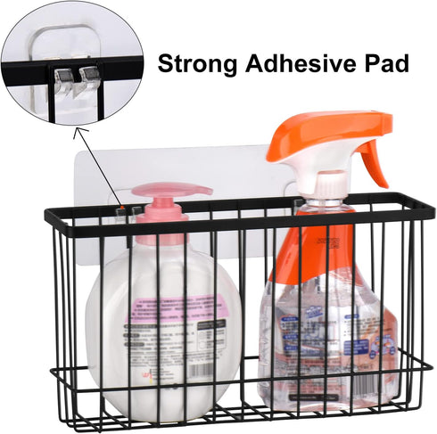 Toplife Wall Door Adhesive Kitchen Wrap Organizer Rack, No Drilling, Black Color