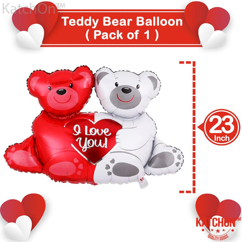 KatchOn Big Teddy Bear Balloons Set, 40 Inch, Pack of 13, I Love You Balloons for Engagement
