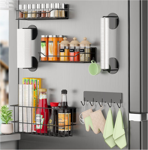 Minicloss Magnetic Spice Rack for Refrigerator - 6 Pack Magnetic Spice Rack